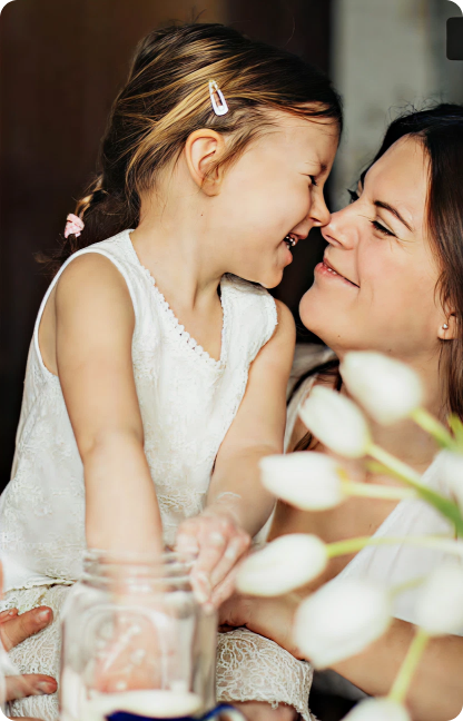 Photo restoration - Mother and her daughter hugging each other
